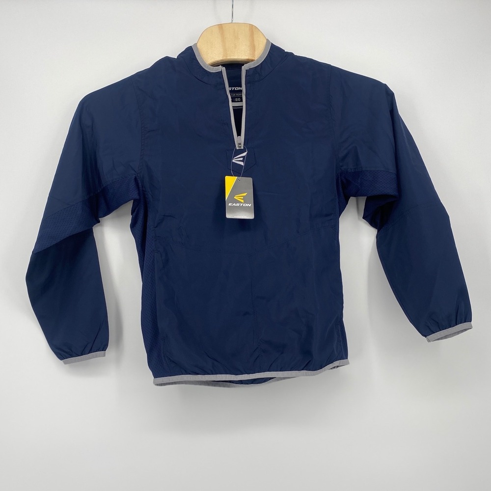 Easton M5 Cage Jacket Youth Large Navy Blue 1/4 Zip Windbreaker A167602 NEW